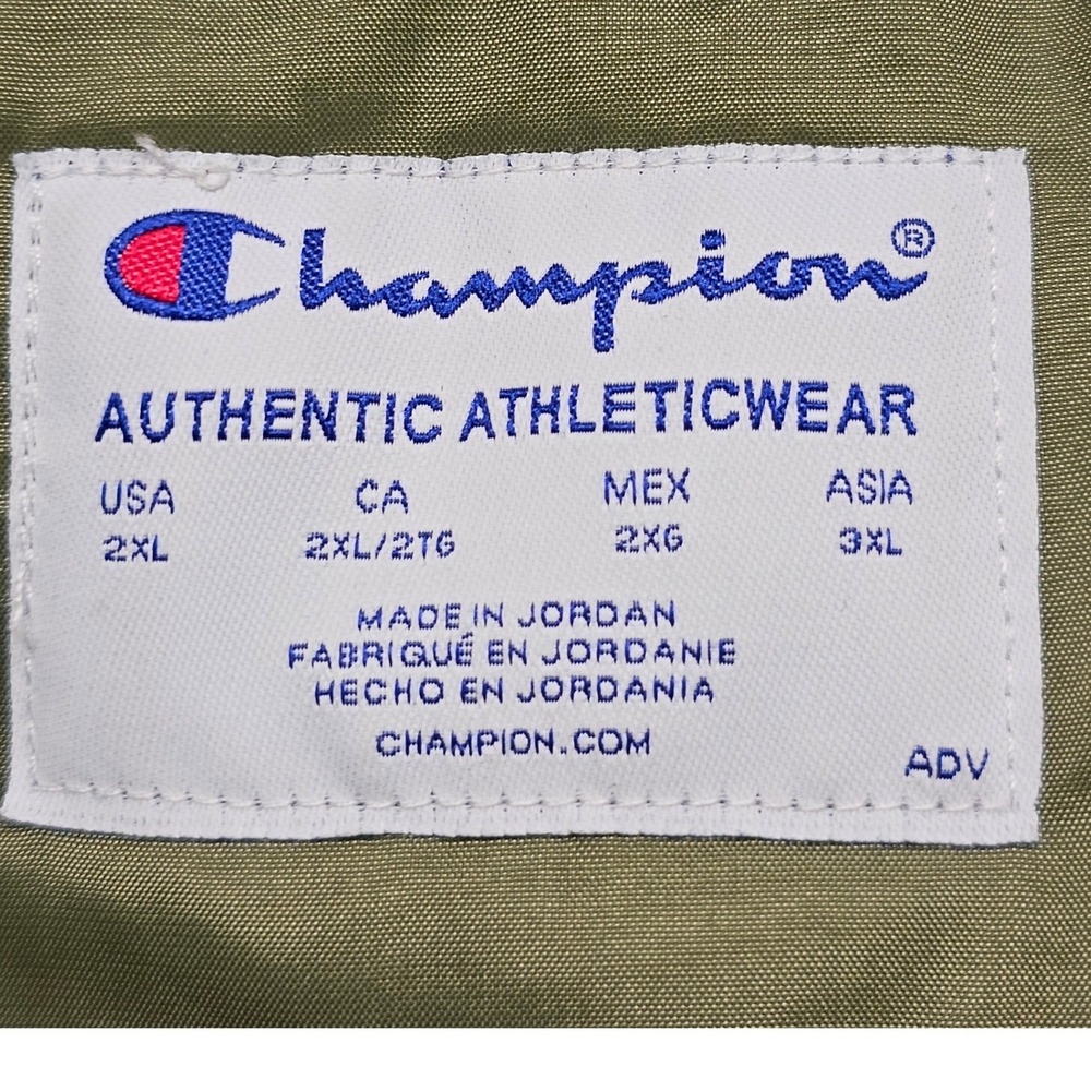 Champion Mens 2XL Anorak Windbreaker Olive Green Black Camo Quarter Zip V7405 - Picture 7 of 14